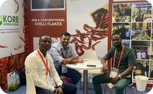 JNI Agri team and partners at a conference booth in Dubai